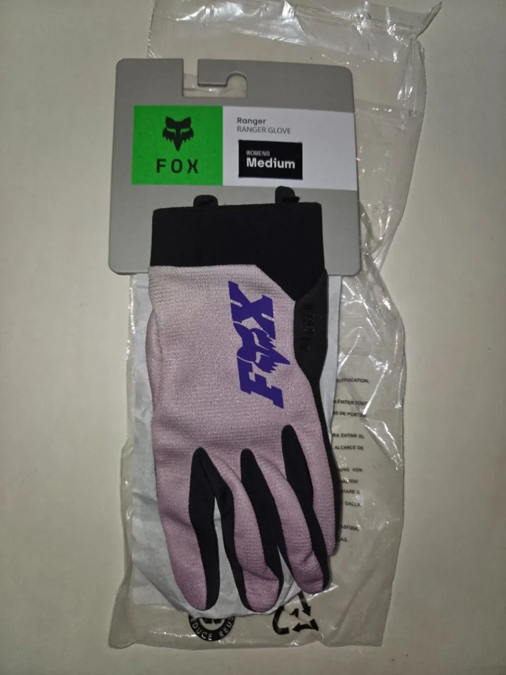 Fox Women's Ranger Glove Foundry Size M Lavender New w/tags Retail $39.95